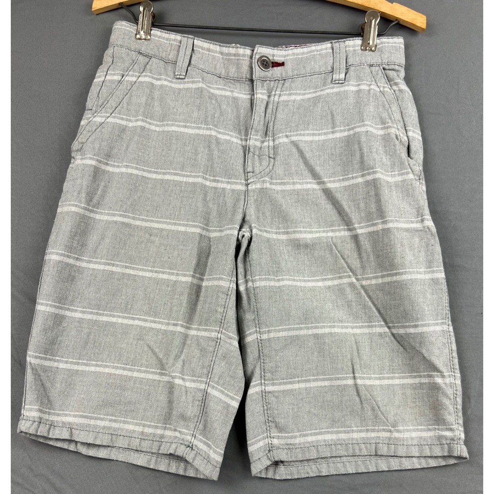Tony Hawk Shorts Boys 14 Gray White Stripe Good Casual Skate Chino Flat Front
